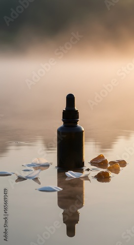 spray bottle on black background