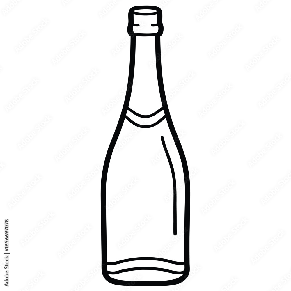 Minimal Champagne Bottle Outline Design Minimal Champagne Bottle Outline Design