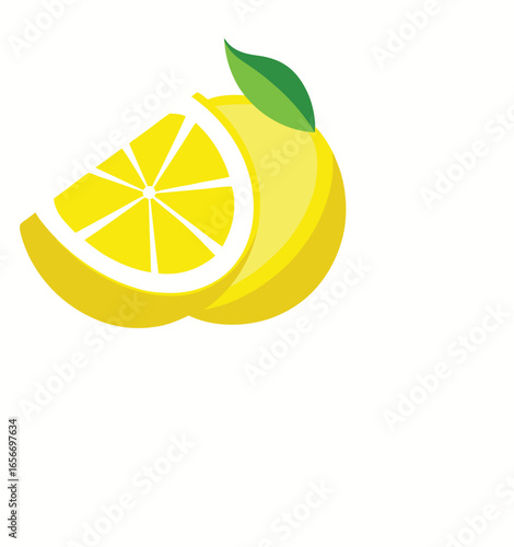 Single bright yellow lemon wedge with detailed segments