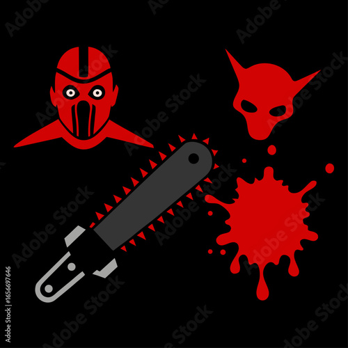 Horror Mask Chainsaw Blood Splatter vector