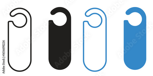 Door hanger tag icon set, door hanger silhouette vector in trendy flat style illustration isolated on white background.
