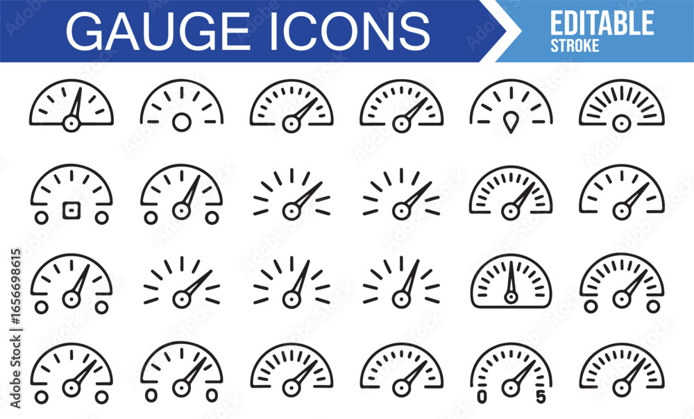 Fototapeta premium Minimalist Gauge and Thermometer Symbols for Engineering Projects