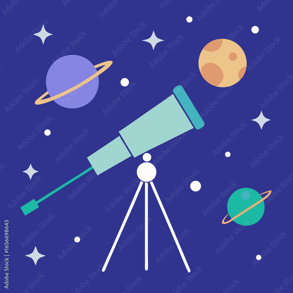 Fototapeta premium Telescope observing planets and stars space astronomy