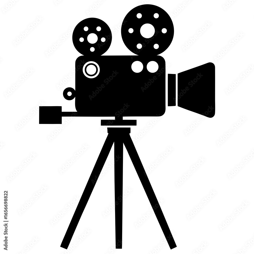 Obraz premium Vintage film camera on tripod movie camera cinema