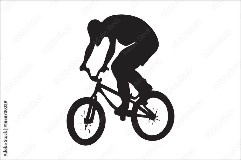 Obraz premium Black and White Mountain Biking Art – Outdoor Adventure Illustration