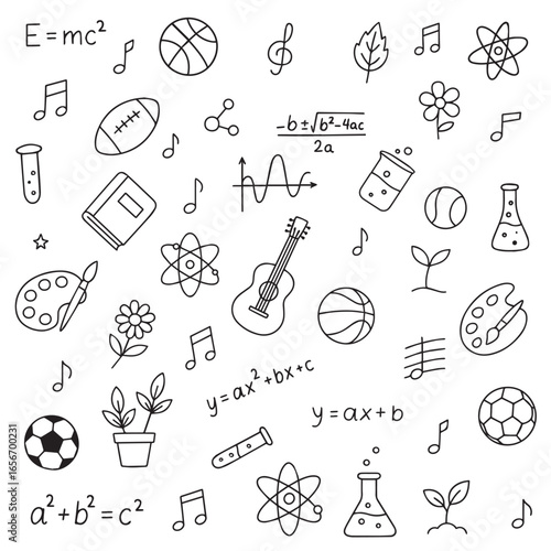 School doodles. Ideal for educational and creative learning concepts. Vector illustration