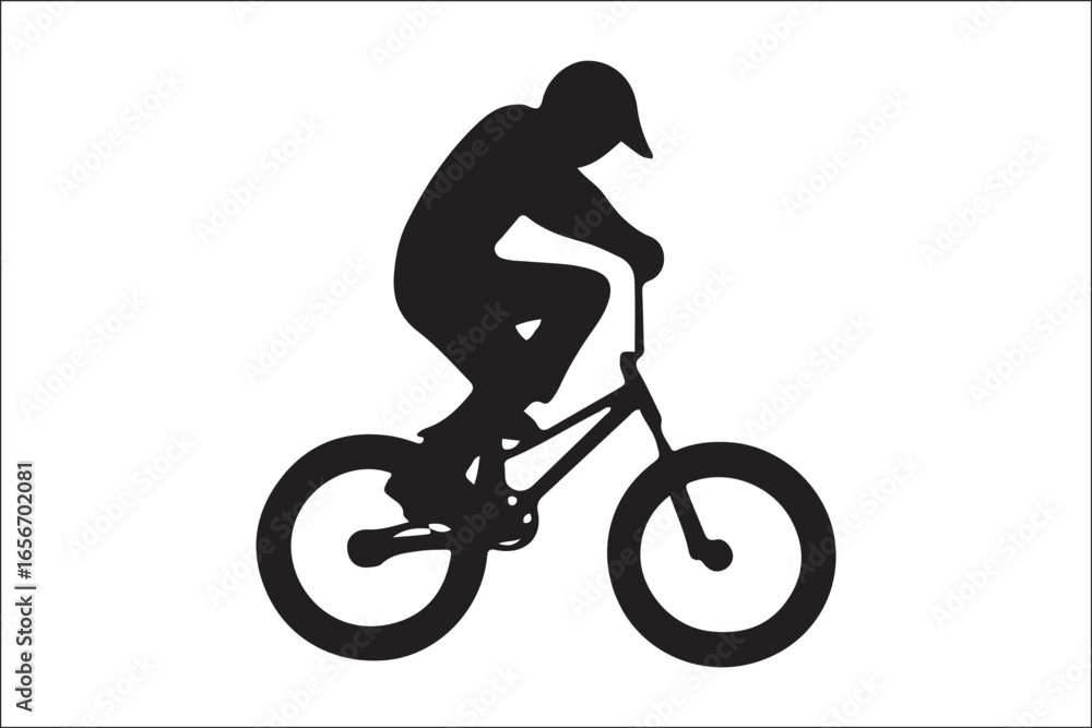 Obraz premium Black and White Mountain Biking Art – Outdoor Adventure Illustration
