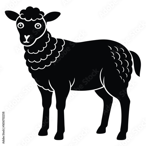 Sheep icon Sheep silhouette isolated on white black background.