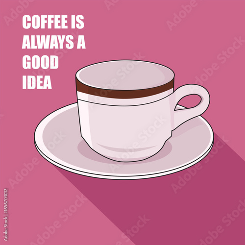 Minimalist Coffee Cup Illustration with Motivational Quote
