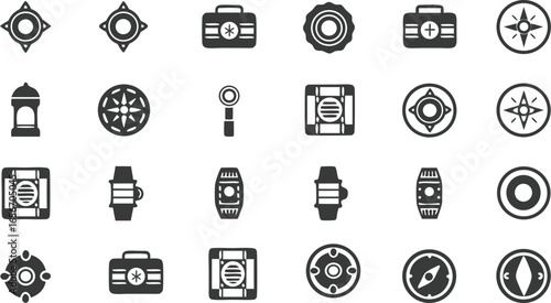 Compass Icons Set | Navigation, Direction, Map, Travel, Exploration, Adventure, Location, GPS, Hiking, Outdoor Orientation Symbols