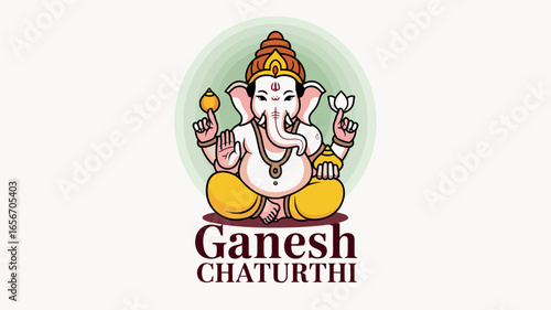 Ganesh Chaturthi Celebration with Lord Ganesha Illustration