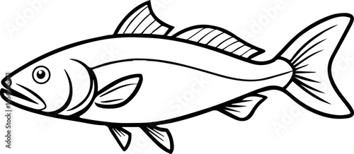 codfish outline vector illustration line art