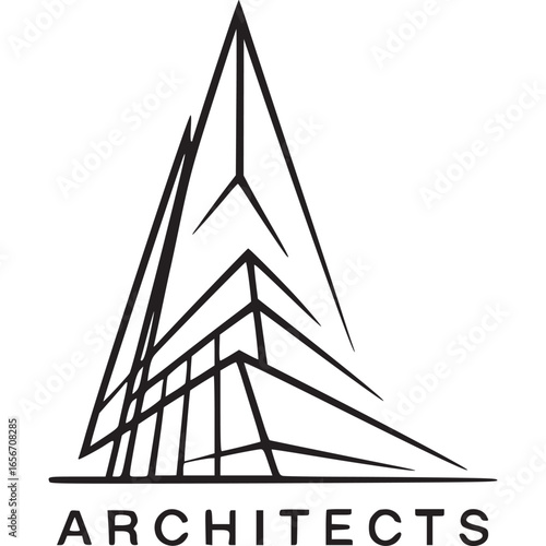 Vector art of architects logo featuring a building design, a symbol of architecture and construction