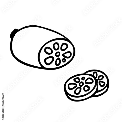 かわいい手描きのれんこんイメージイラスト