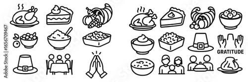 Thanksgiving celebration with traditional food, family gatherings, and symbols of gratitude at a joyful feast in autumn