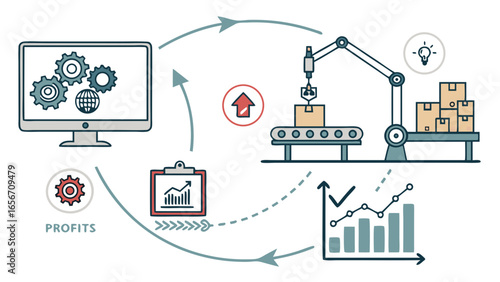 Illustrated Diagram Depicting Business Process and Production Cycle
