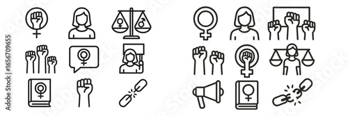 Icons representing women's rights and gender equality in social movements and activism