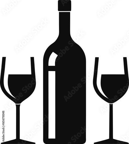 wine bottle and glass