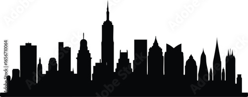 New york city skyline silhouette against a clean white background perfect for graphic design and branding