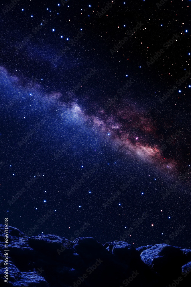 Fototapeta premium Milky Way galaxy as seen from Earth, showcasing the vastness and beauty of space. It combines vibrant colors, intricate details, and a sense of cosmic wonder. 