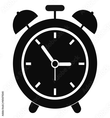 Classic alarm clock icon with a black outline on a white background