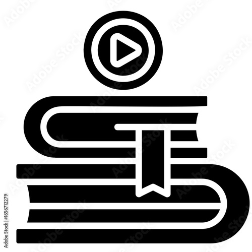 Solid Glyph Book Streaming Icon