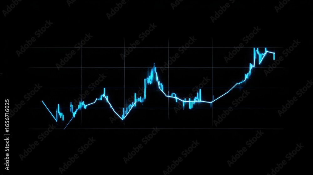 Naklejka premium A futuristic crypto chart clipart, fintech element, neon cyberpunk style, electric blue, isolated on white background.