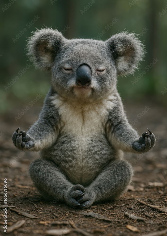 Naklejka premium Meditative koala practicing mindfulness.