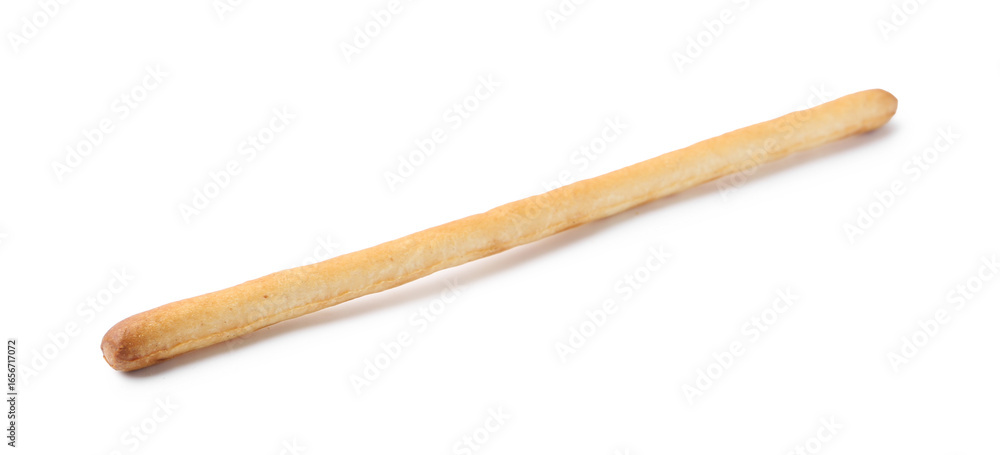 One delicious grissini stick isolated on white One delicious grissini stick isolated on white