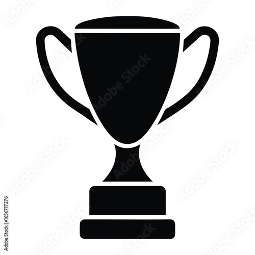 Black silhouette of a trophy cup with handles on a pedestal award winner