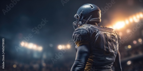 American football player, stadium lights