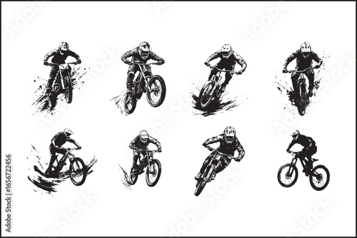 Mountain Biking Silhouette Pack | Extreme Cycling Vector Set