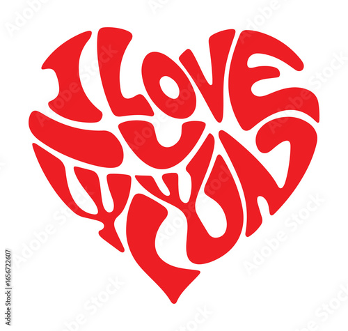I Love You – Romantic Heart-Shaped Typography Design for Love, Valentine’s Day, and Relationship Themes