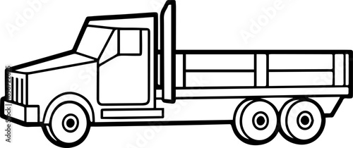 flatbed truck outline vector illustration line art