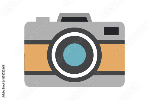 Vector icon of a vintage camera with a lens, perfect for photography, design, and digital art projects