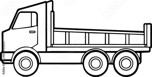flatbed truck outline vector illustration line art