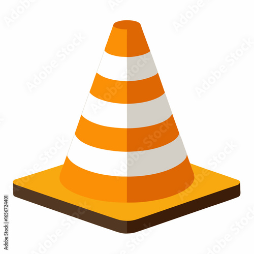 new style yellow color traffic cone vector icon on white background
