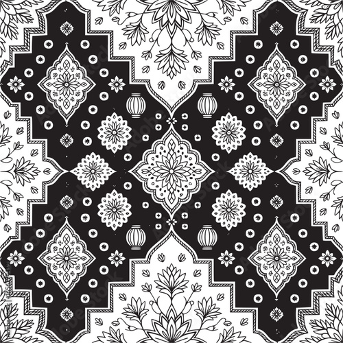 Vector art of floral pattern design, decorative ornament with vintage element and art flower texture