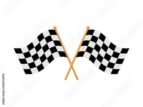 Checkered Racing Flags Crossed on Black Background Symbolizing Victory and Competition Success in Motorsports Events and Sporting Achievements
