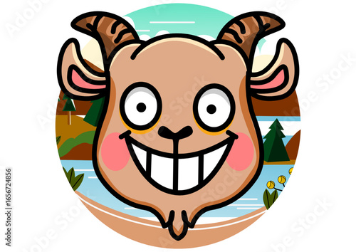 illustration of a goat in the mountains