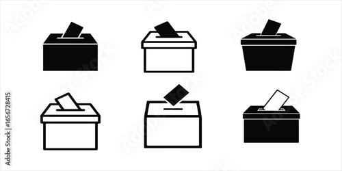 vote box vector set hand drawn illustration on white background, silhouette vector icon set.