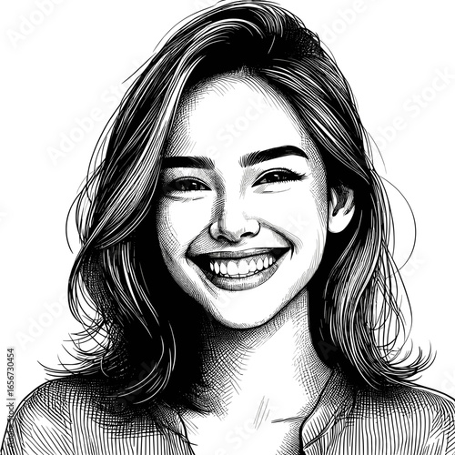 Woman smiling happily against transparent background