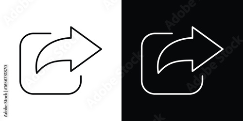 Share Icon in Square Frame with White and Black Backgrounds