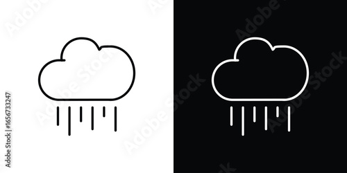 Rain Cloud Icon, Isolated on White and Black Backgrounds