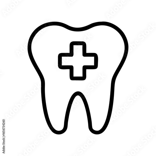 Dental Care Icon | Tooth with Medical Cross Symbol | Oral Health Treatment Graphic | Dentist Care Vector | Dental Clinic Illustration