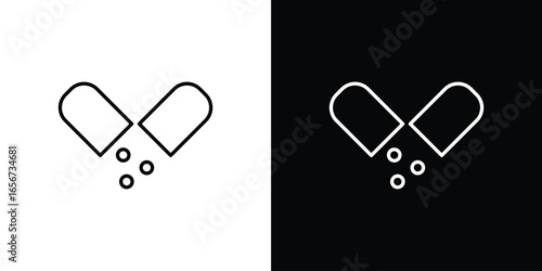 Capsule Splitting Open with Pills, Isolated on White Background