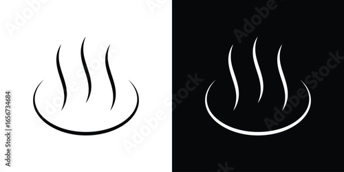 Steam Icon in Bowl Shape with Black and White Variations