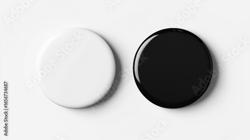 White and black round button mockup isolated on a white background png
