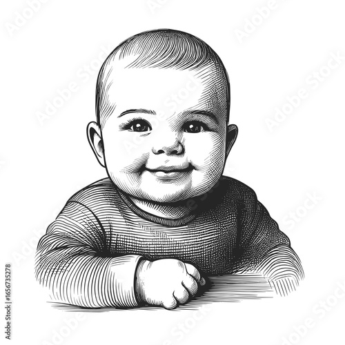 Baby smiling with hands clasped