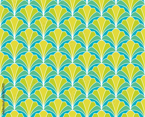Abstract seamless pattern with art deco floral element. Geometric vector background.